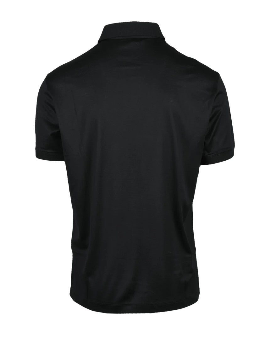 Emporio Armani Black Sustainable Lyocell-Blend Polo Shirt