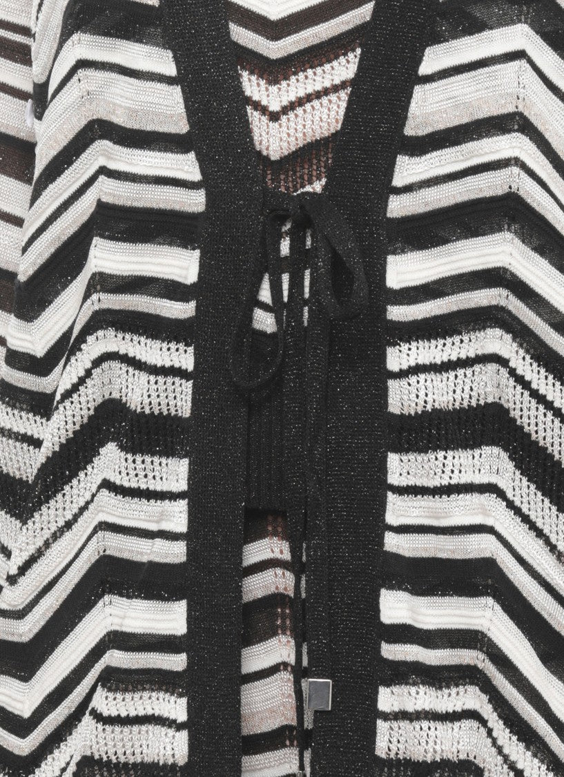 D. Exterior Black Chevron Lurex Cardigan