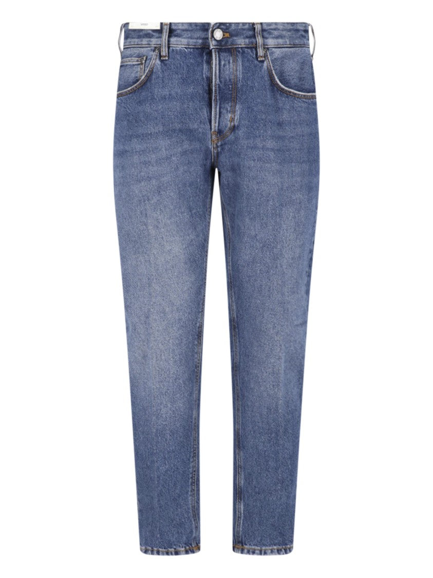 Pt Torino Blue Cotton Denim Straight-Leg Jeans