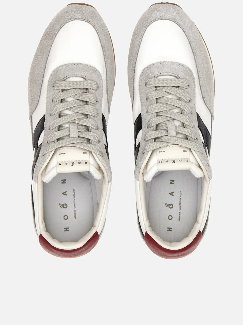 Hogan Grey Low-Top Suede White Panel Sneakers