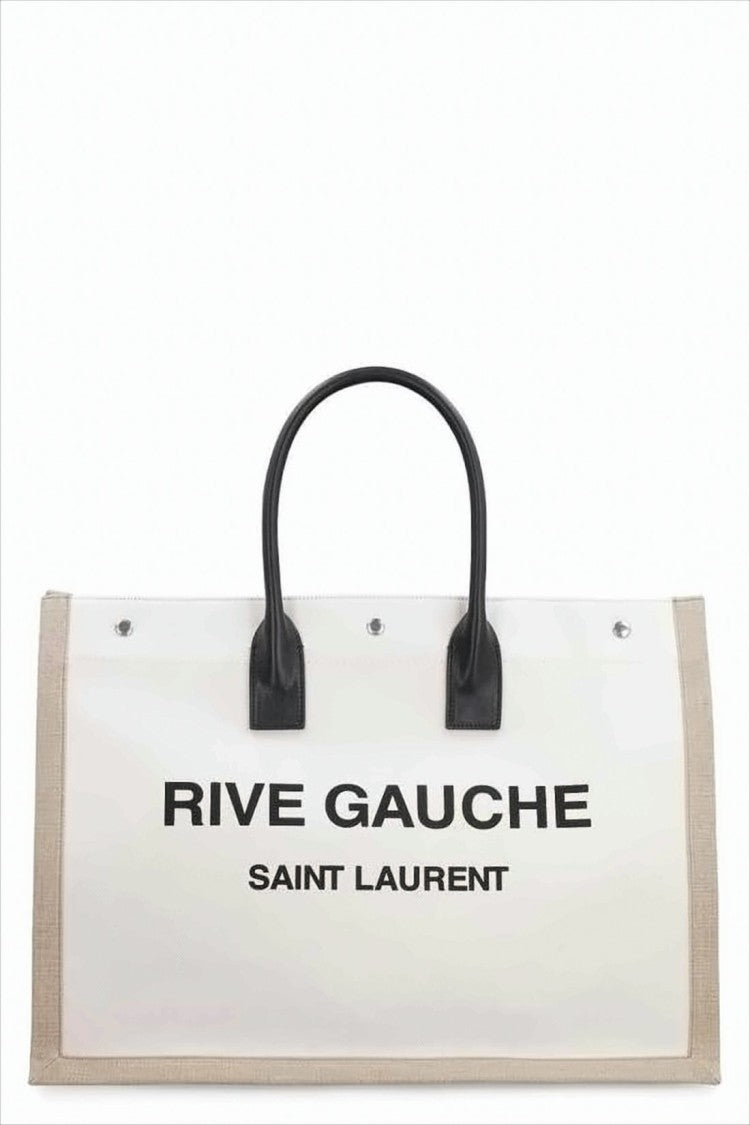 Saint Laurent Spacious Rectangle Tote Bag With Leather Handles
