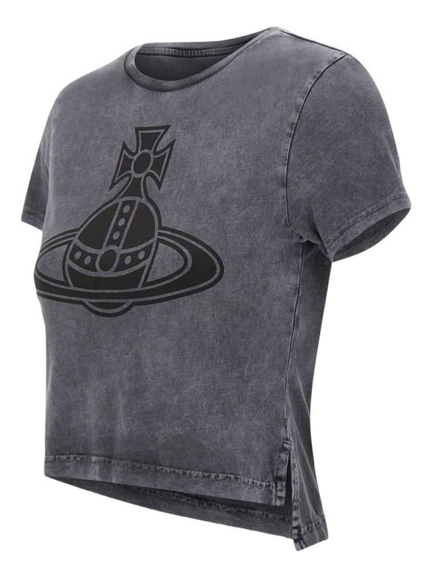 Vivienne Westwood Cropped Grey Crew Neck Top