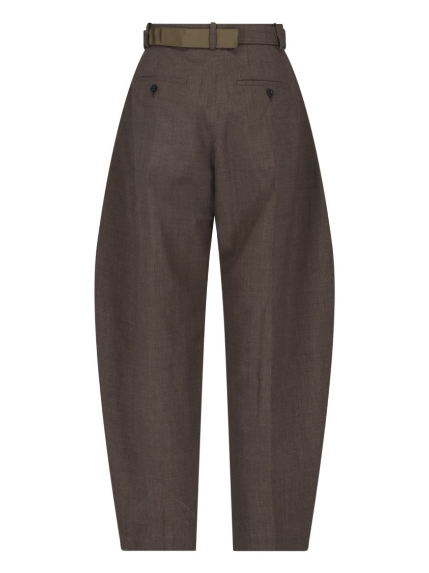 Sacai Brown Wool Trousers With High Waist
