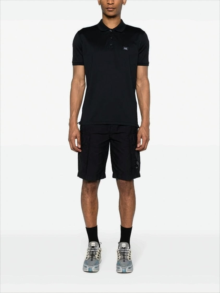 C.P. Company Short-Sleeve Black Polo Shirt With Traditional Collar