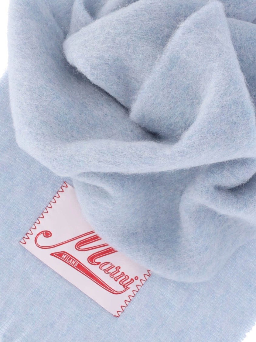 Marni Light Blue Alpaca Fringed Scarf