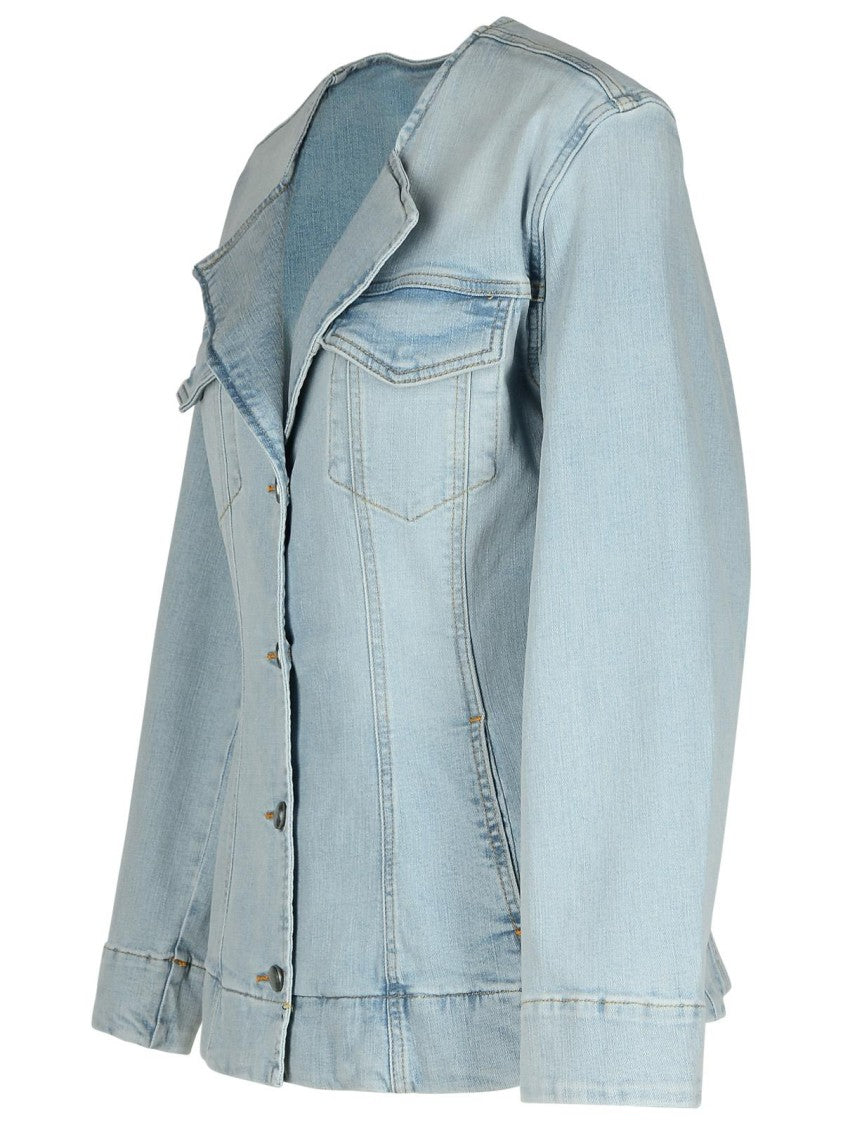 Ganni Light Blue Cotton Blazer