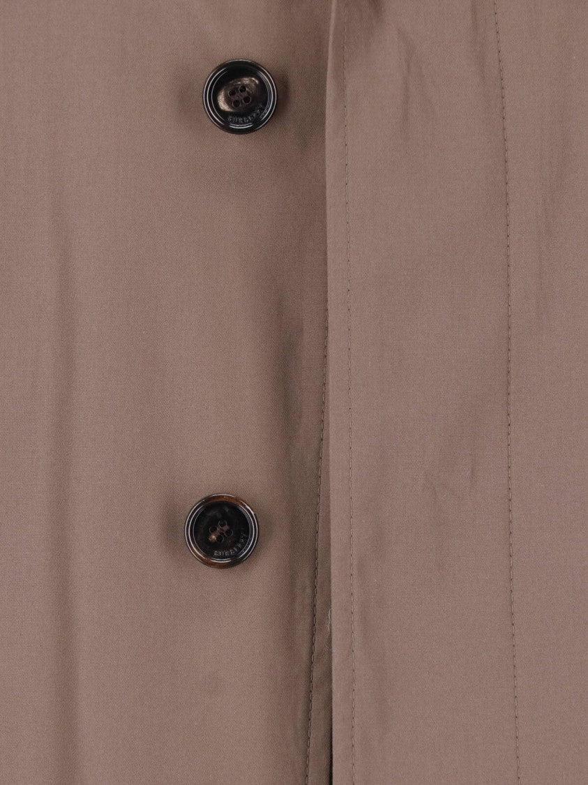 Burberry Brown Button-Up Jacket With Distinctive Plaid Lining