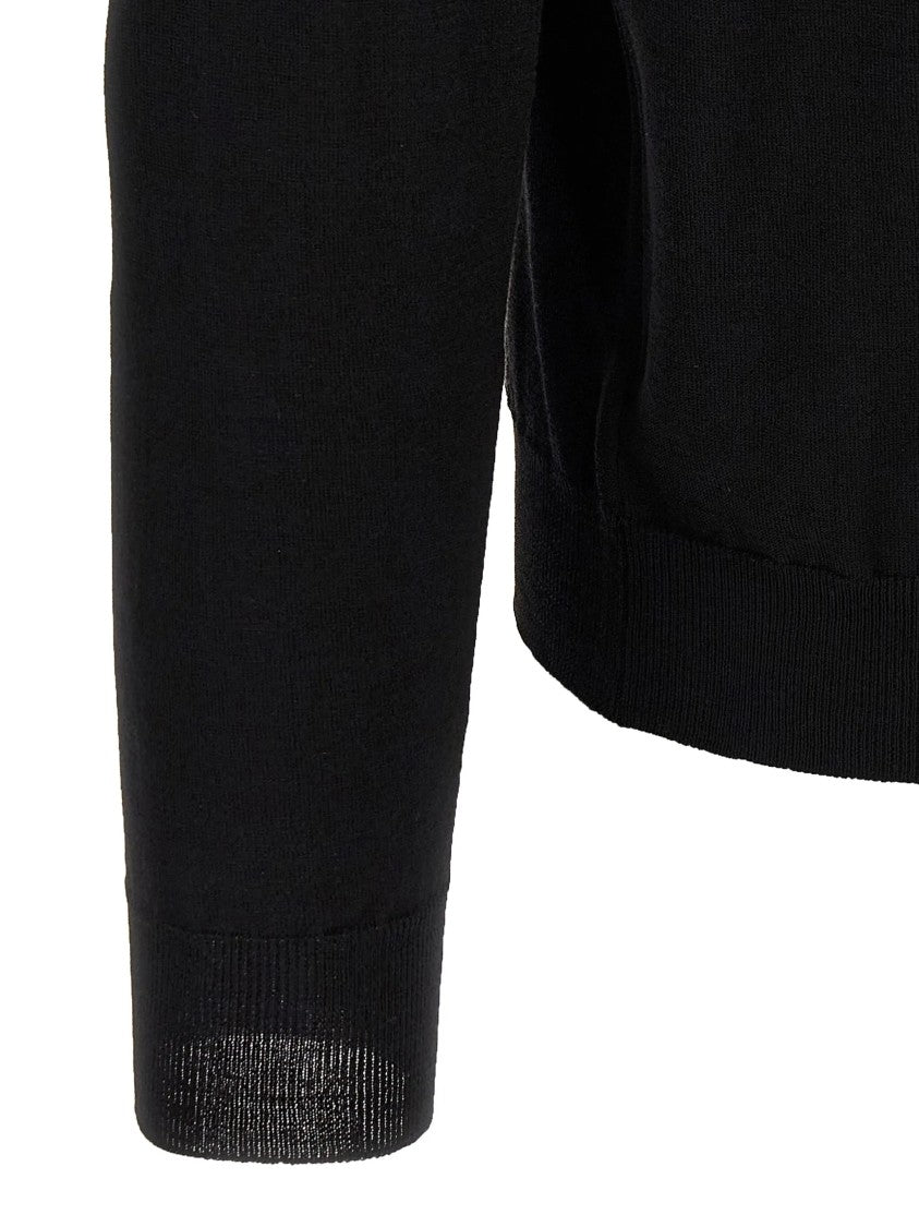 Zanone Fine Knit Black Crewneck Sweater With Fitted Silhouette