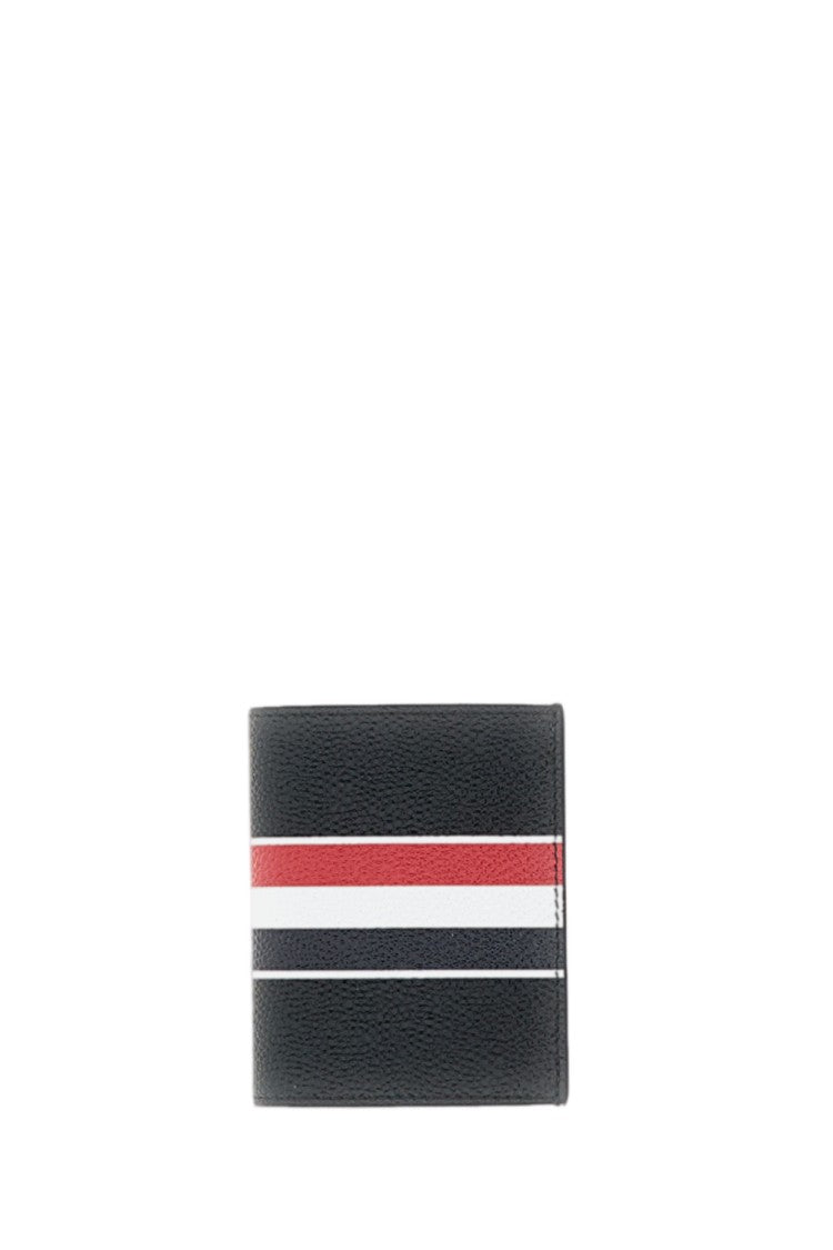 Thom Browne Black Rwb Stripe Leather Card Holder
