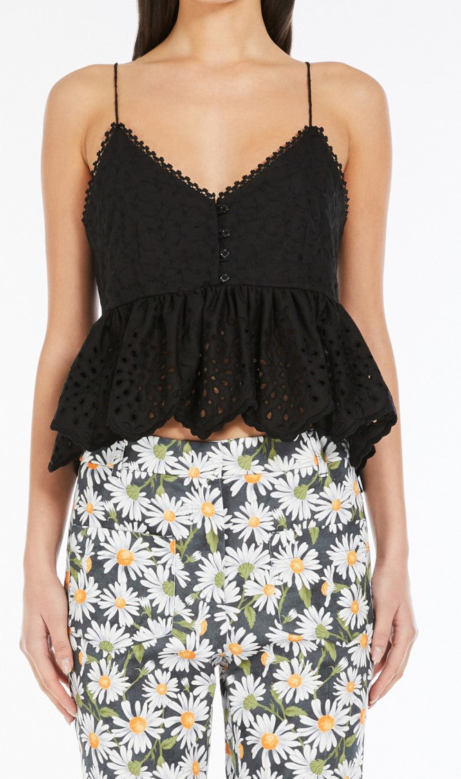 Max Mara Black Peplum Tank Top