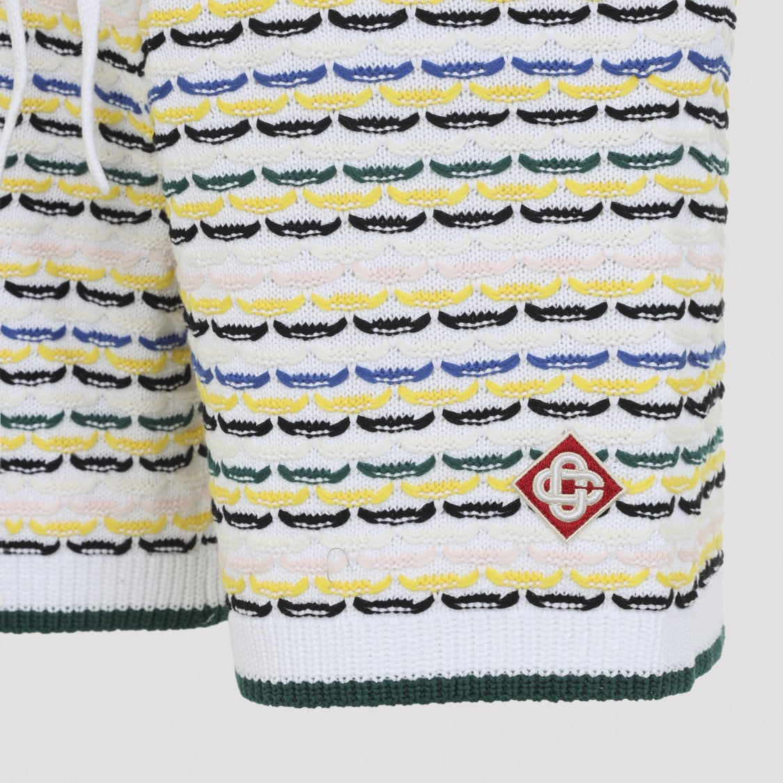 Casablanca Tuck Stitch White Cotton Bermuda