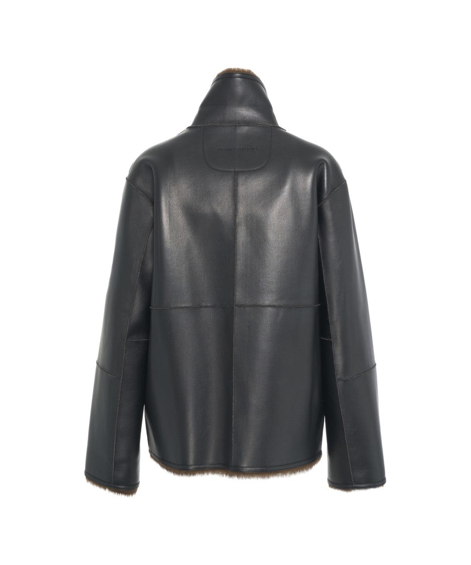 Stand Studio Reversible Jacket With High Collar And Plush Lining