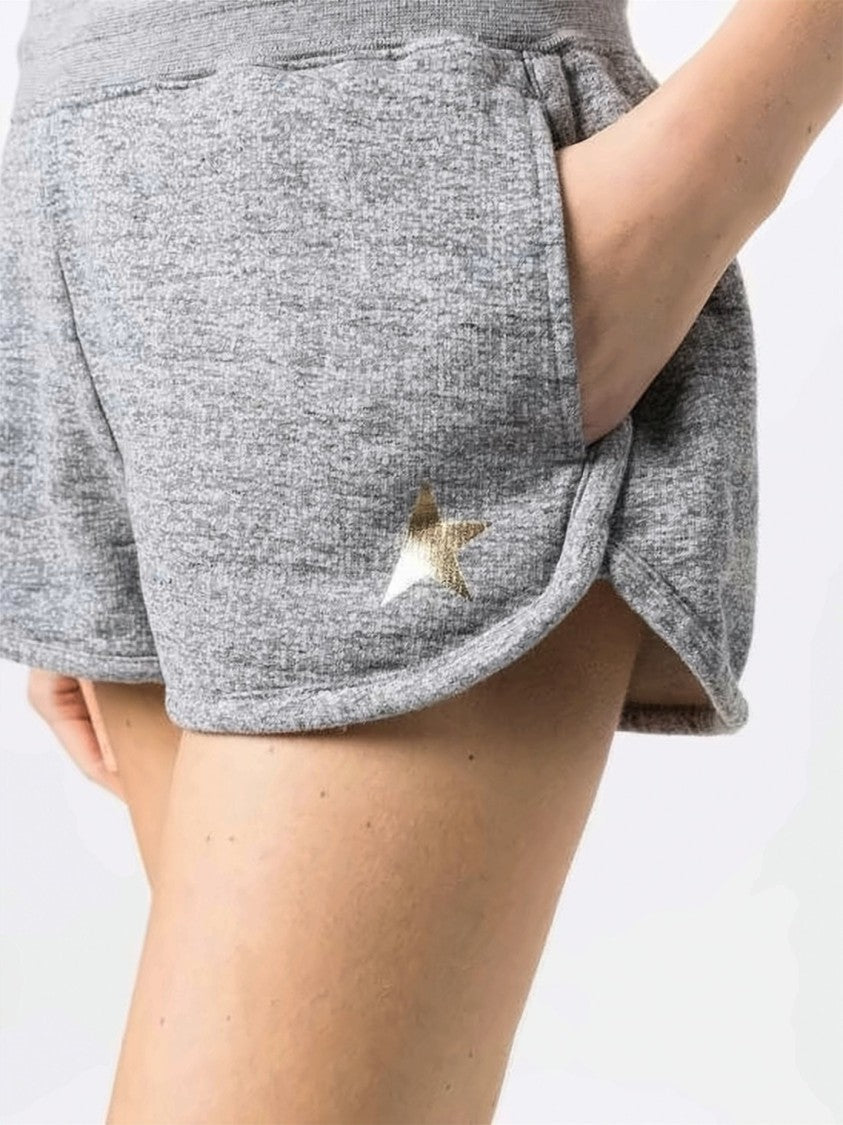 Golden Goose Heathered Grey Shorts With Metallic Star Detail