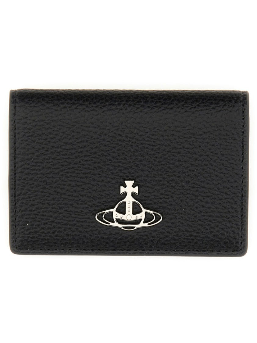 Vivienne Westwood Textured Black Cardholder With Logo Emblem