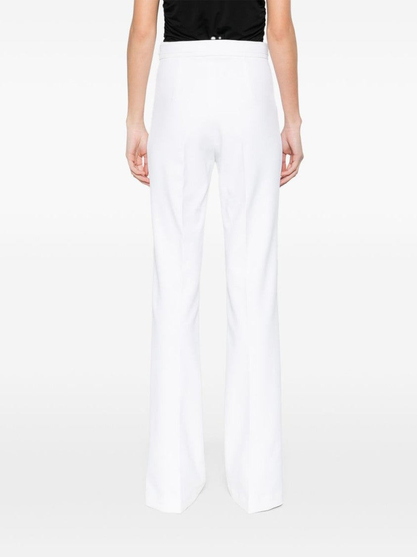 Elisabetta Franchi High-Waisted White Pants With Flared Hem And Front Pockets