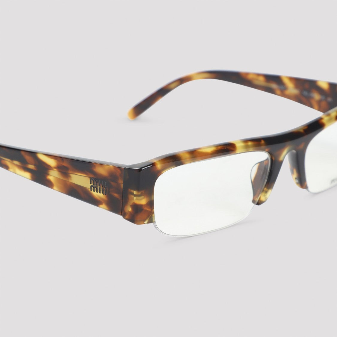 Miu Miu Semi-Rimless Tortoiseshell Acetate Sunglasses