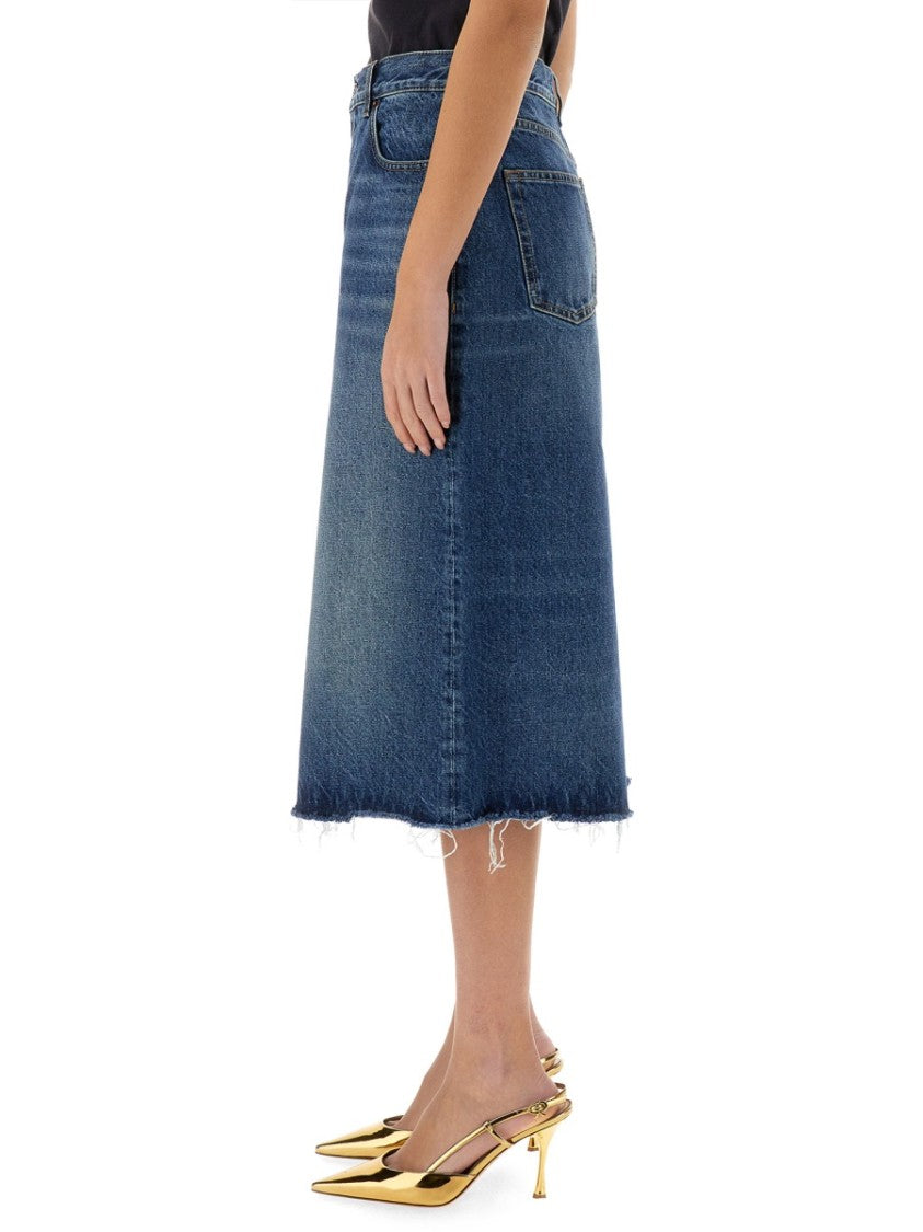 Chloé Patchwork Denim Bermuda Shorts With Artisanal Design