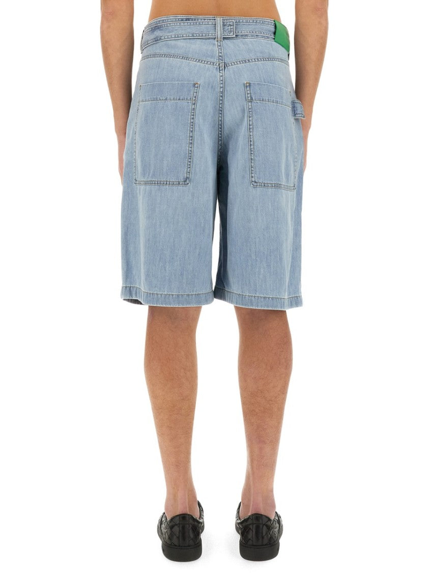 Bottega Veneta Classic Blue Denim Bermuda Shorts With Relaxed Fit