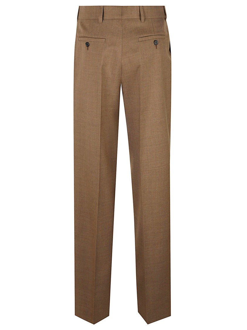 Prada Brown Straight-Leg Tailored Pants With Front Pleats