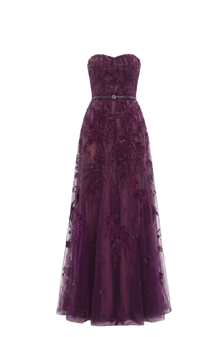 Saiid Kobeisy Embroidered Strapless Dress
