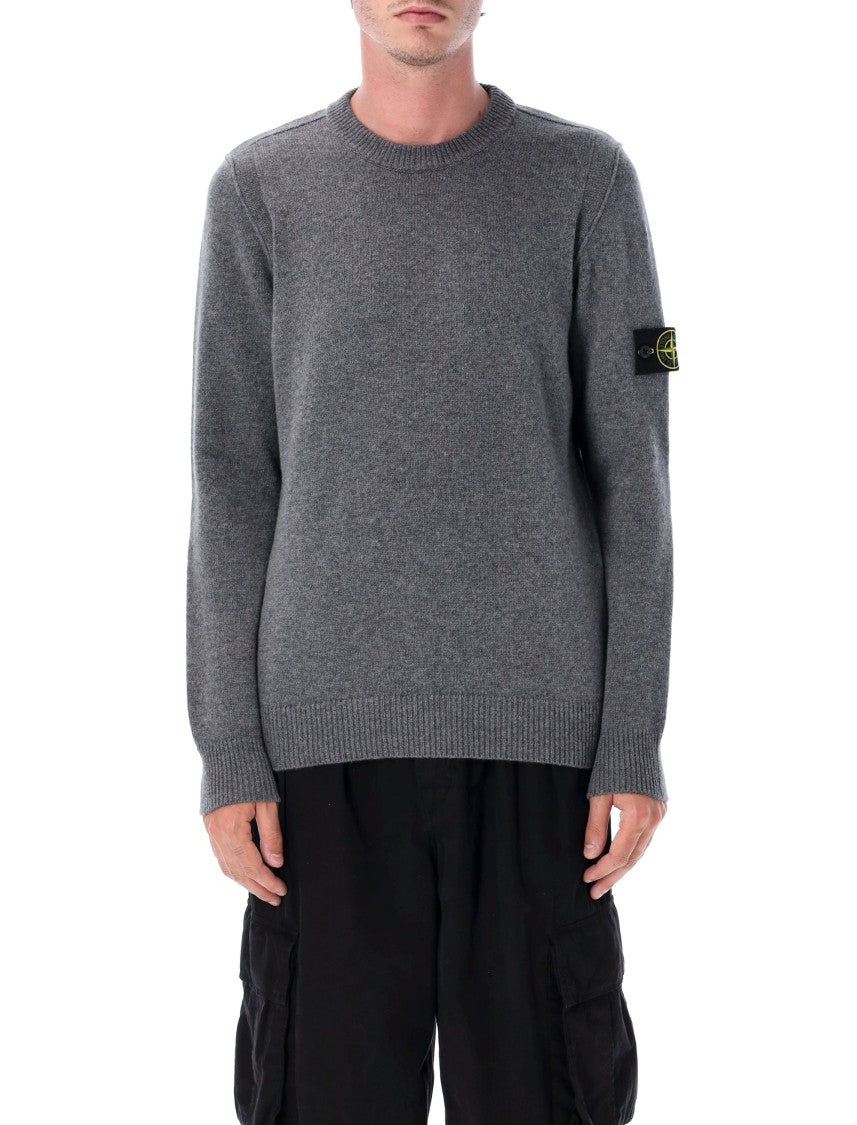 Stone Island Soft Texture Crewneck Jumper With Unique Logo Patch