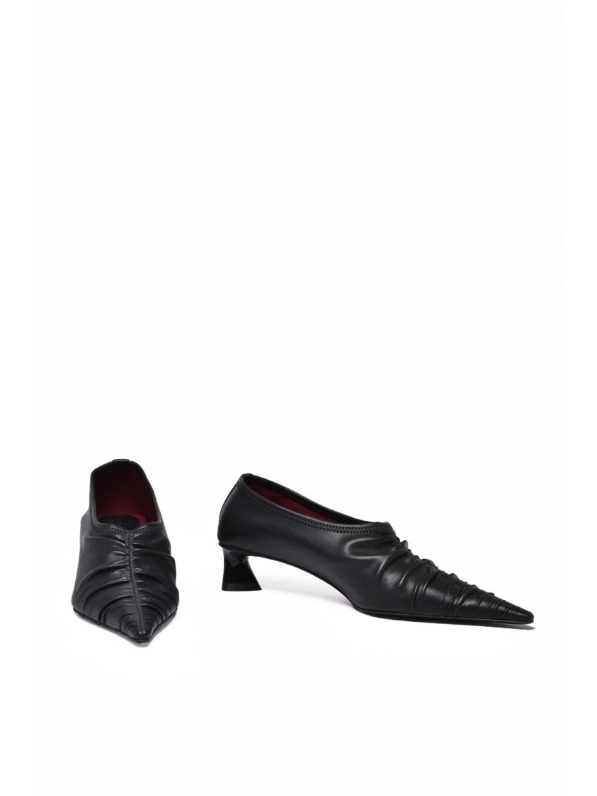 Stella Mccartney Black Gathered Geometric Heel Rubber Pumps