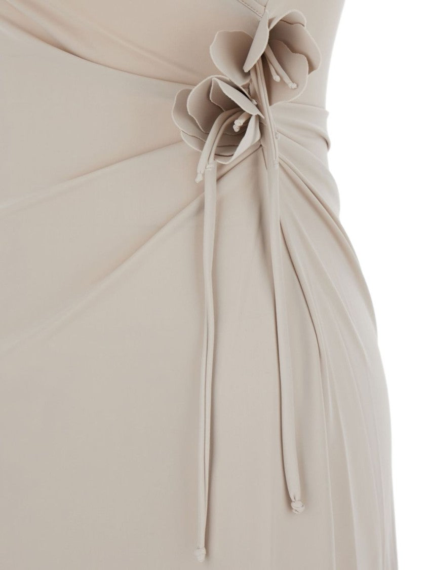 Coperni Asymmetrical Beige One-Shoulder Midi Dress