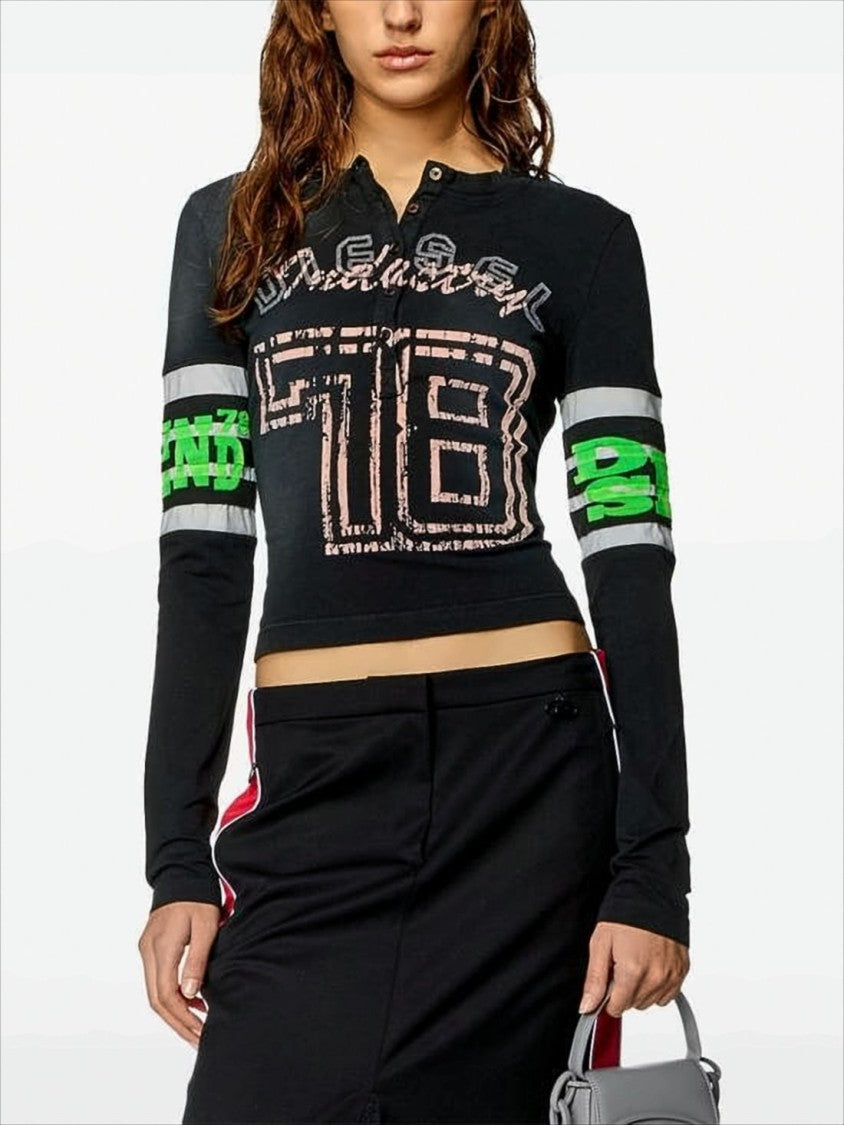Diesel Fitted Long-Sleeve Crop Top