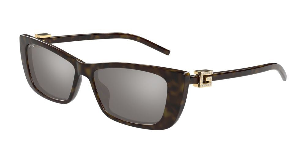 Gucci Havana Gold-Tone Details Oversized Square Sunglasses