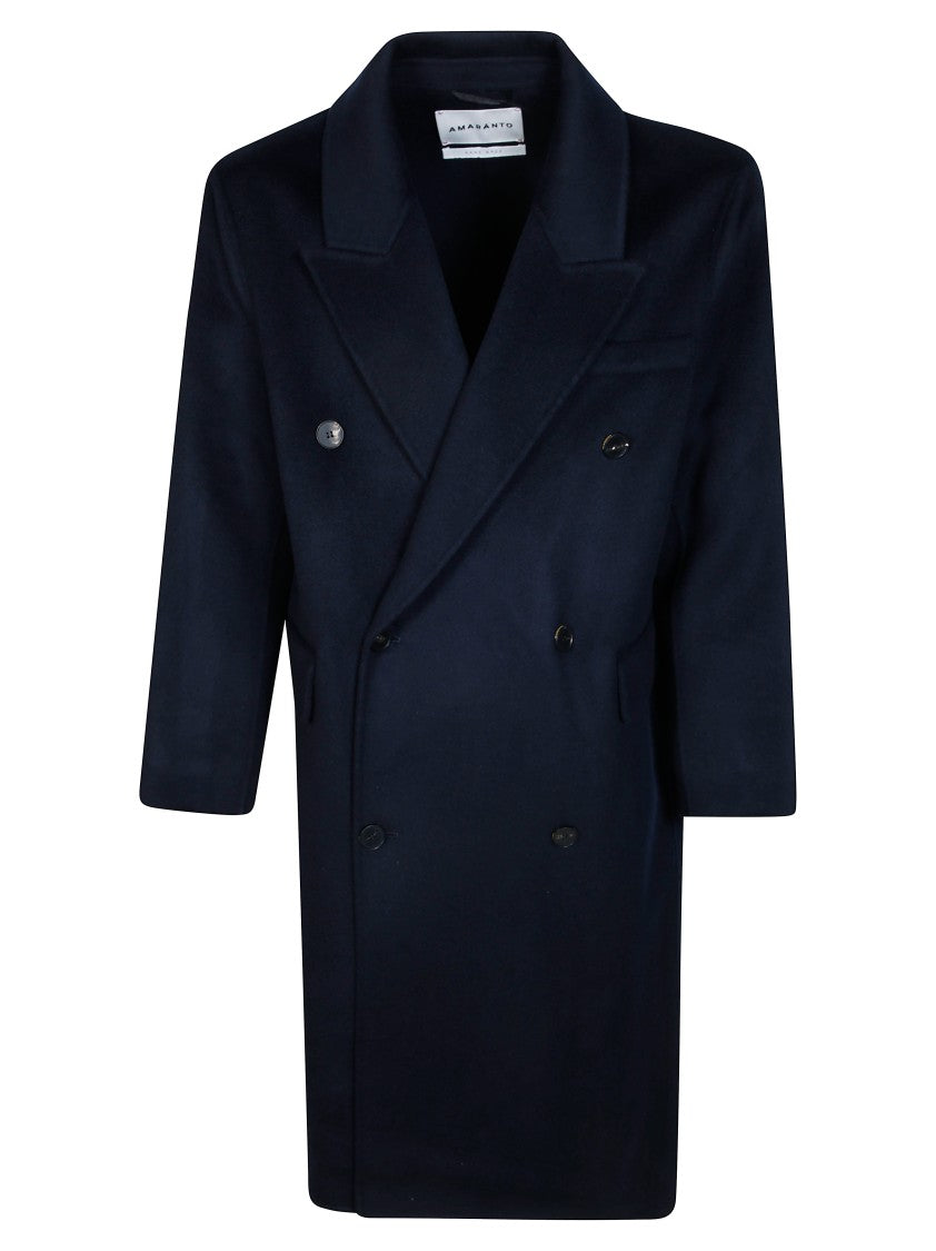 Amaranto Deep Navy Double-Breasted Overcoat