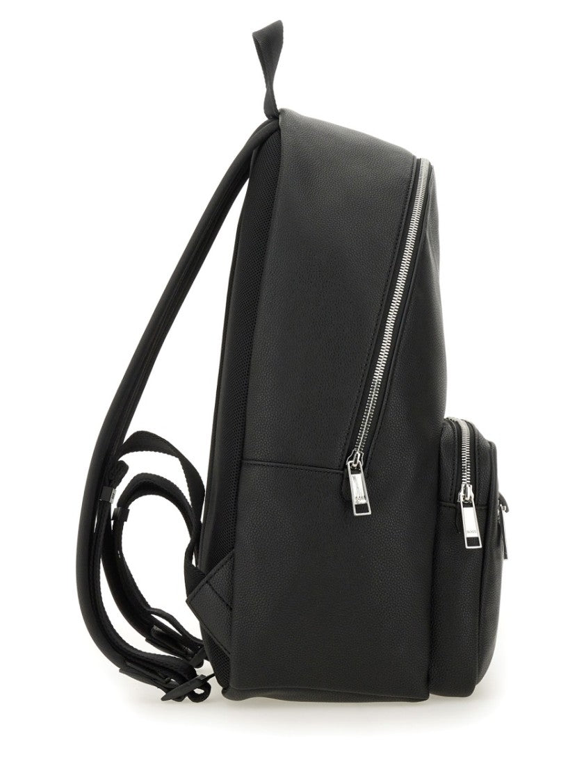 Boss Ray Structured Black Logo Backpack