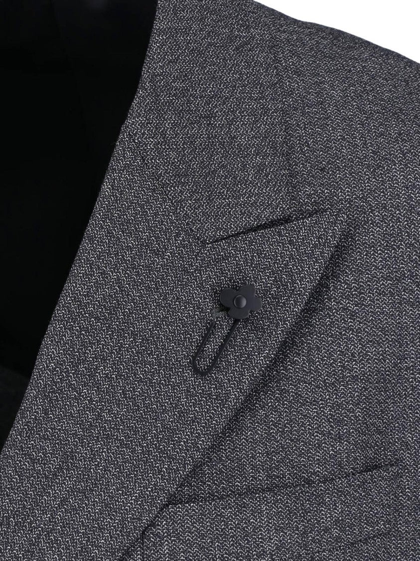 Lardini Grey Double-Breasted Virgin Wool Suit
