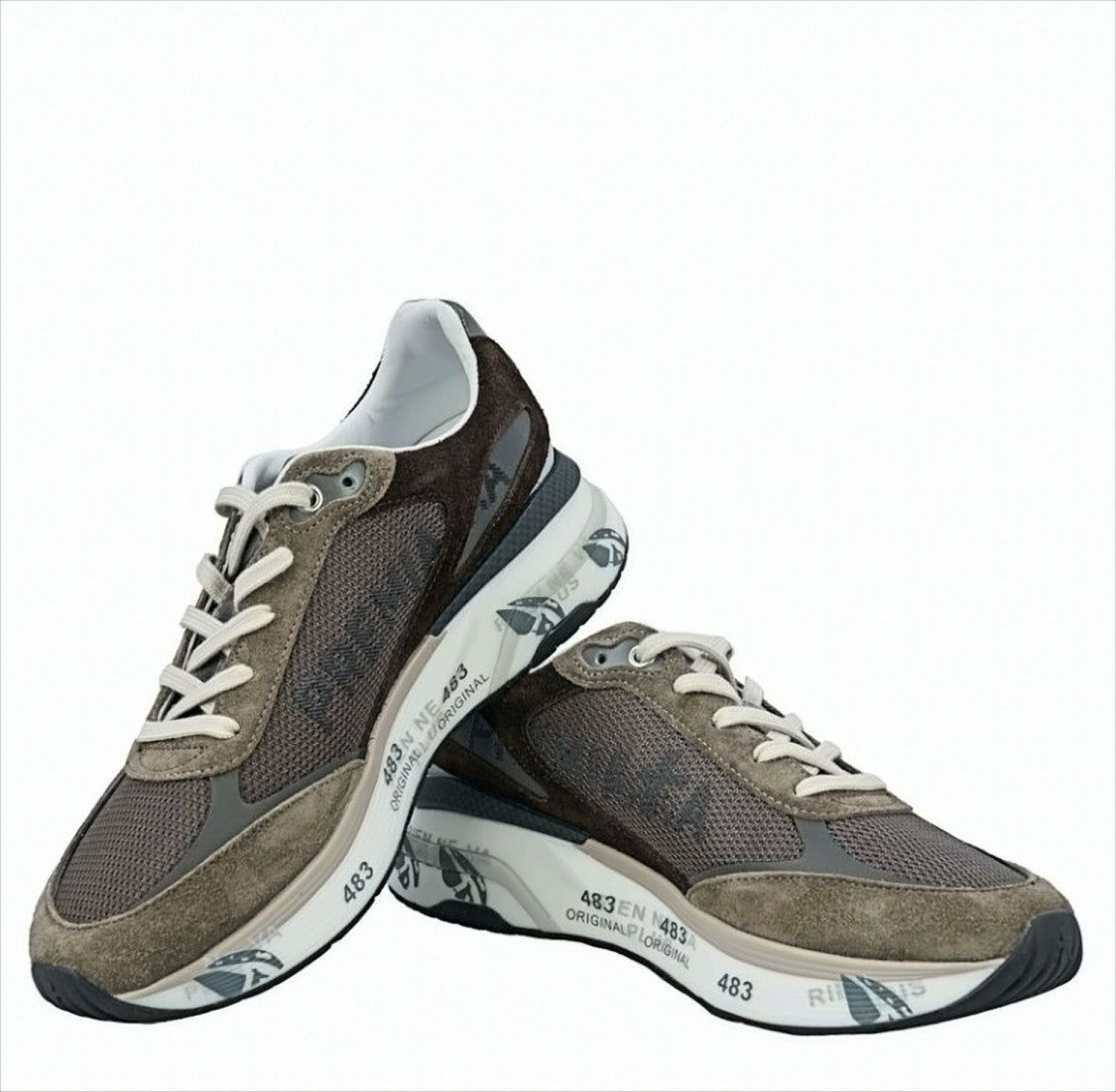 Premiata Round Toe Brown Sneakers With Suede