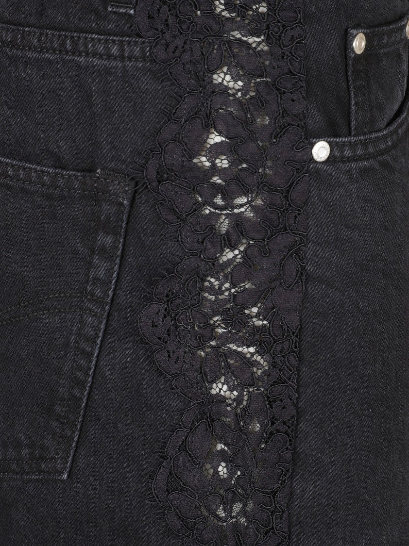 Stella Mccartney High-Waisted Straight-Leg Jeans With Lace Detailing