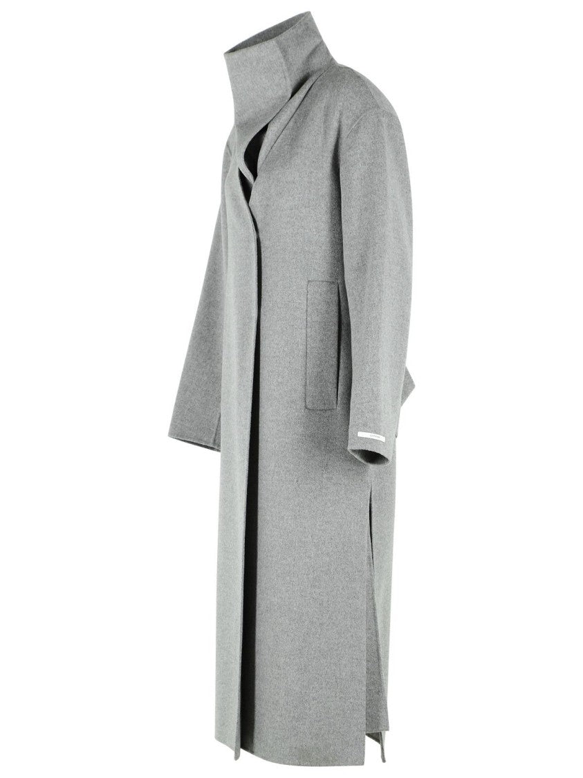 Sportmax 'Assenso' Long Coat In Pure Grey Wool