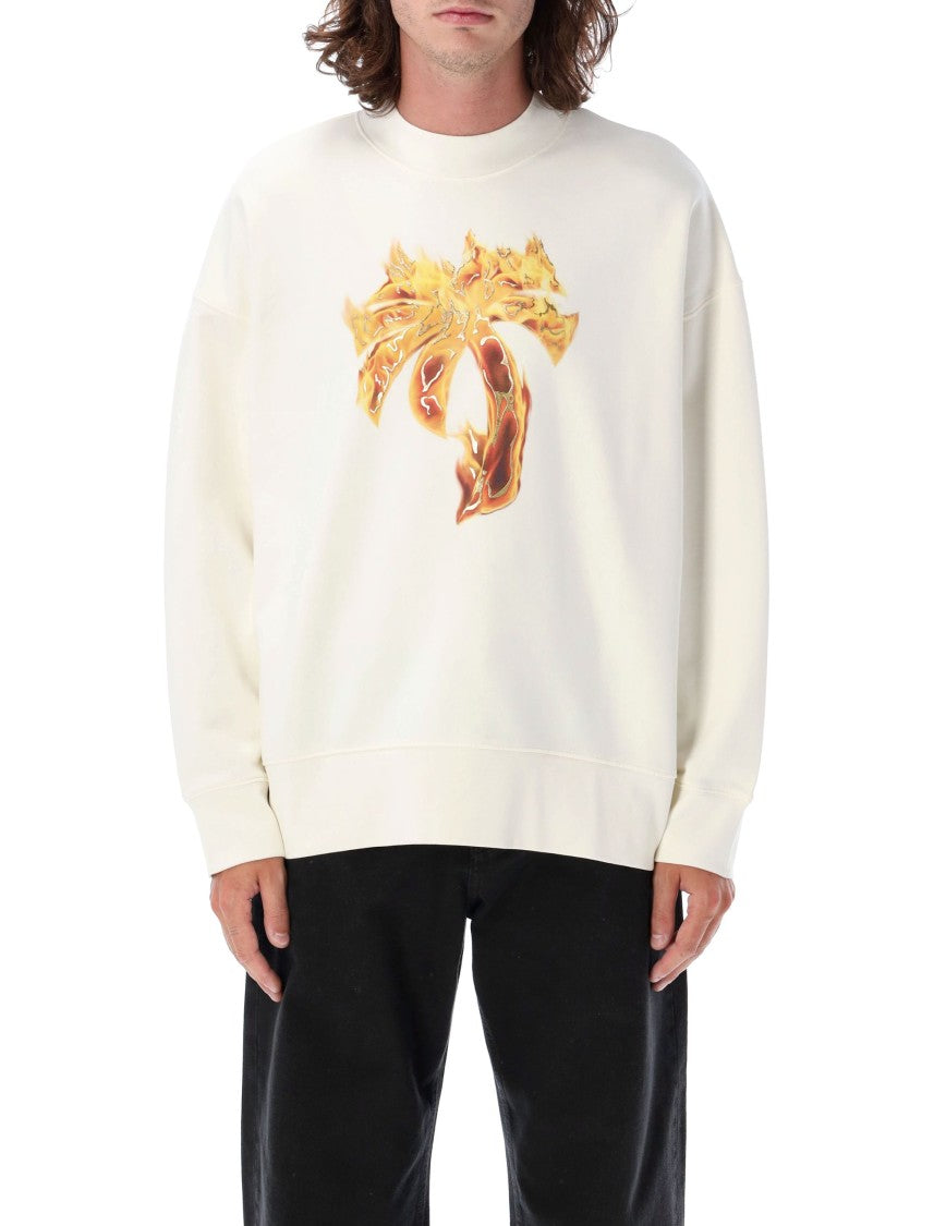 Palm Angels Crew Neck Burning Palm T-Shirt
