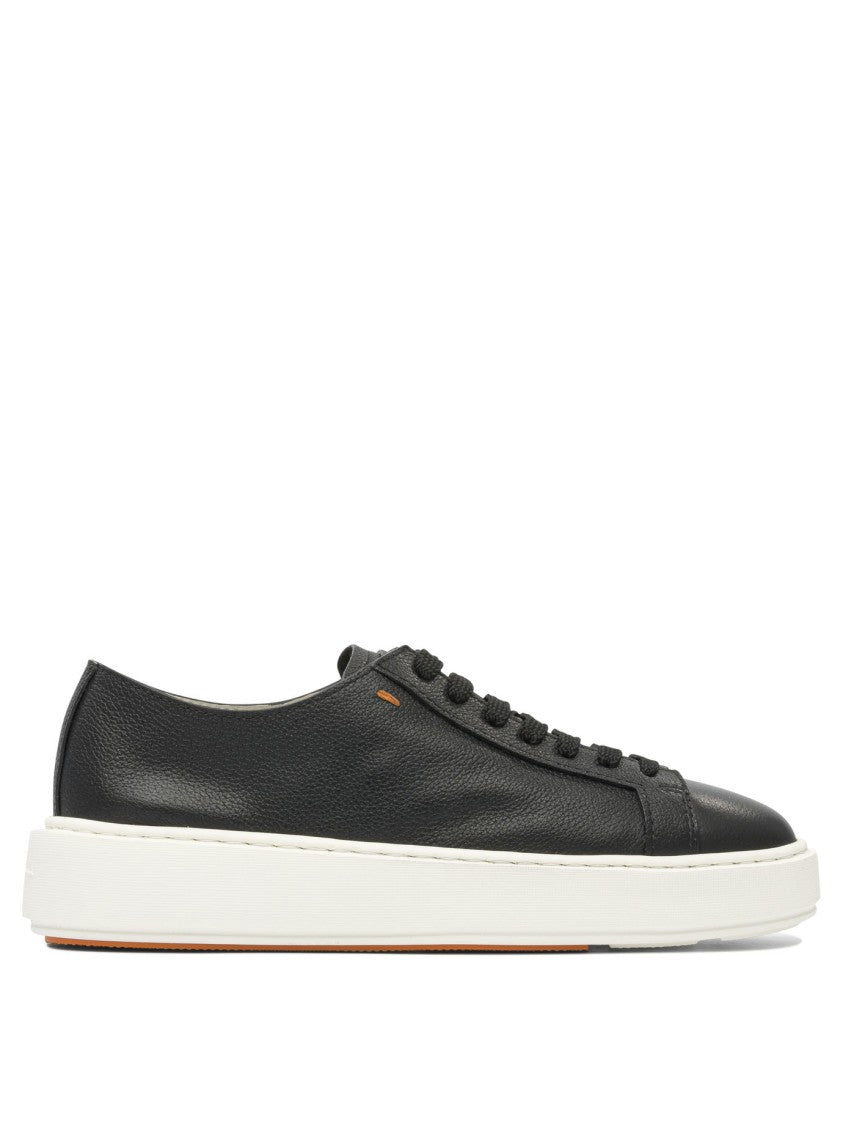 Santoni Leather Sneakers With Low-Cut Silhouette