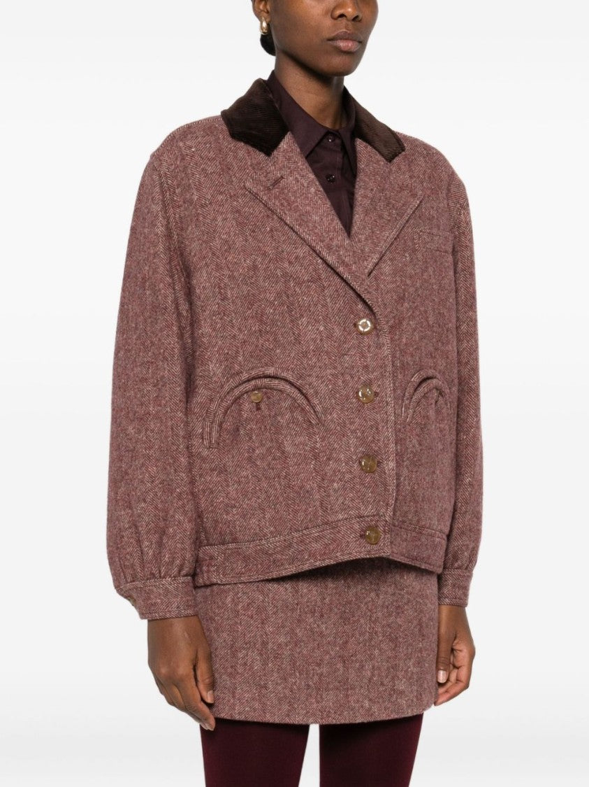 Blaze Tailored Pink Blazer With Textured Herringbone