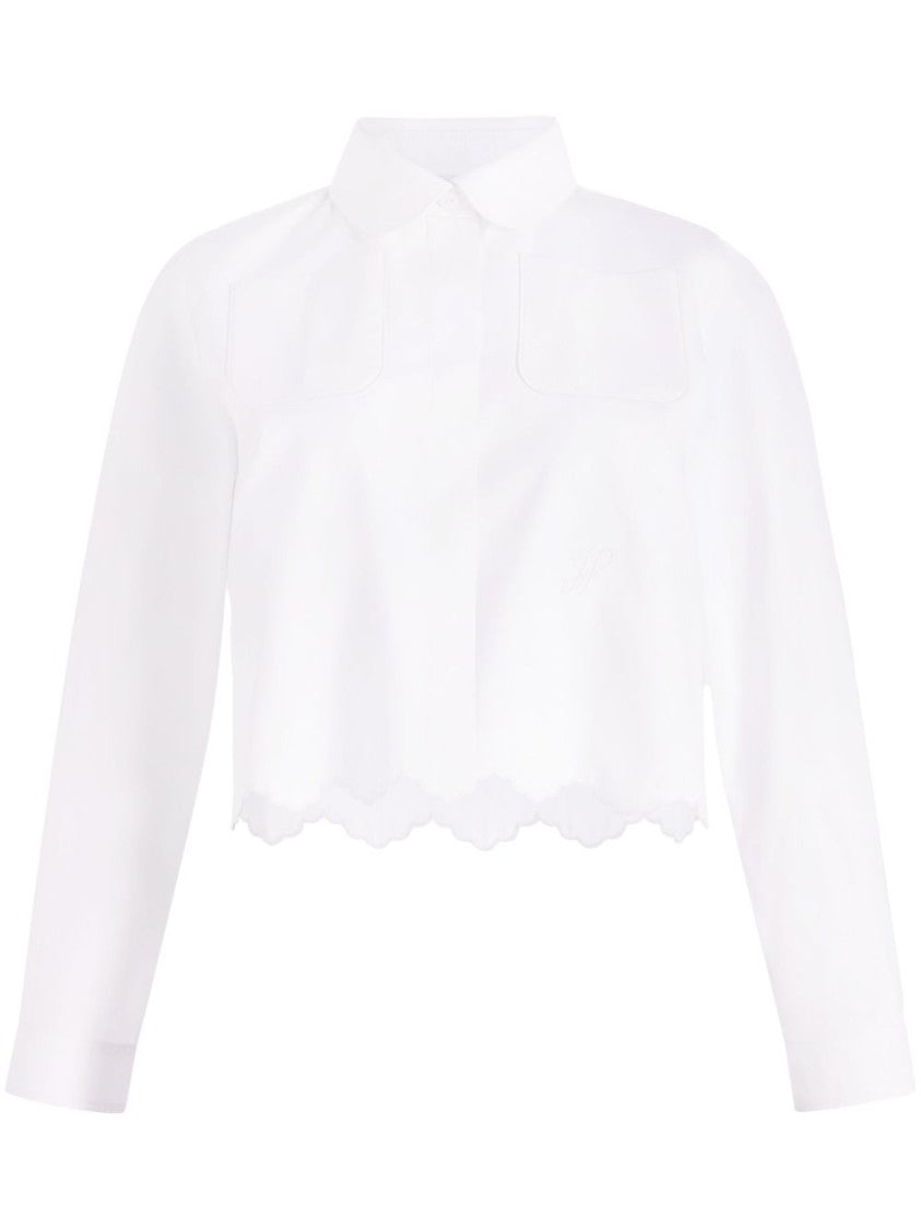 Patou Cropped White Shirt With Classic Collar