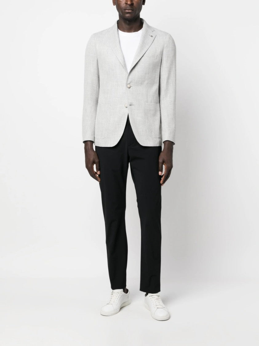 Tagliatore Herringbone Men's Jacket With Luxurious Fabric Blend And Tailored Fit