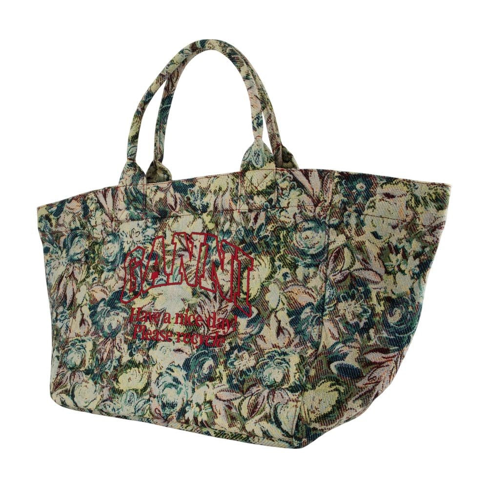 Ganni Xxl Tapestry Reversible Shopper Bag With Floral Design