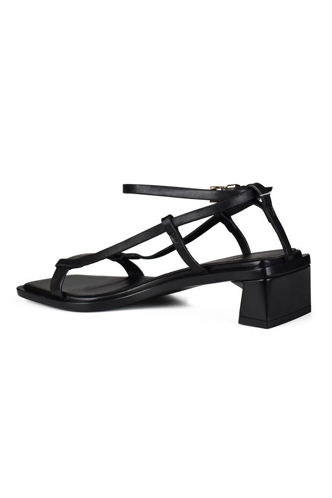 Anest Collective Smooth Black Leather Sandals With Square Toe