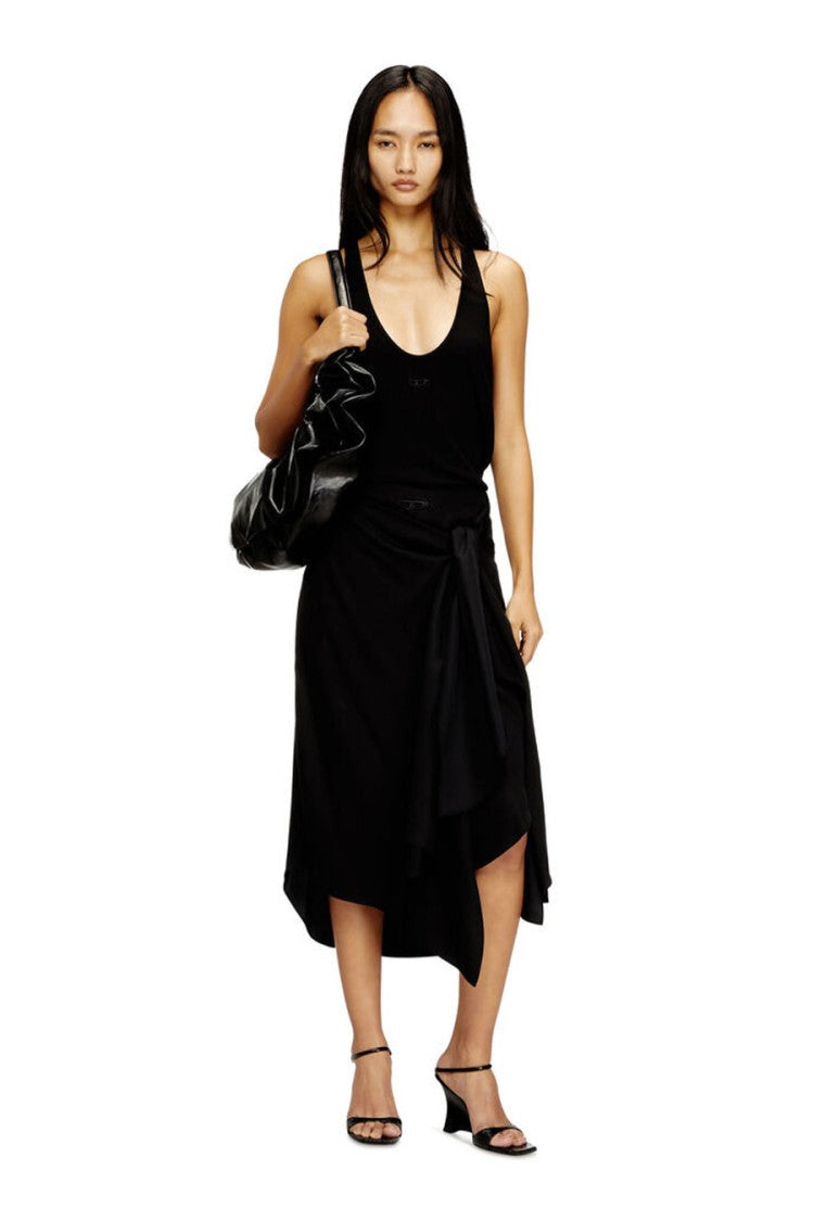 Diesel Black Crepe Midi Skirt
