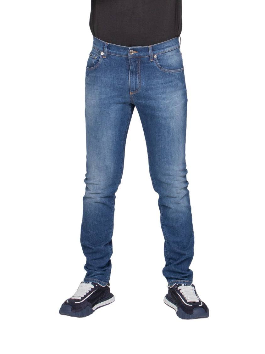 Dolce & Gabbana Slim-Fit Medium Blue Denim Jeans With Classic Five-Pocket Design
