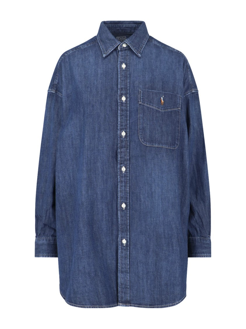 Polo Ralph Lauren Blue Cotton Denim Logo Shirt