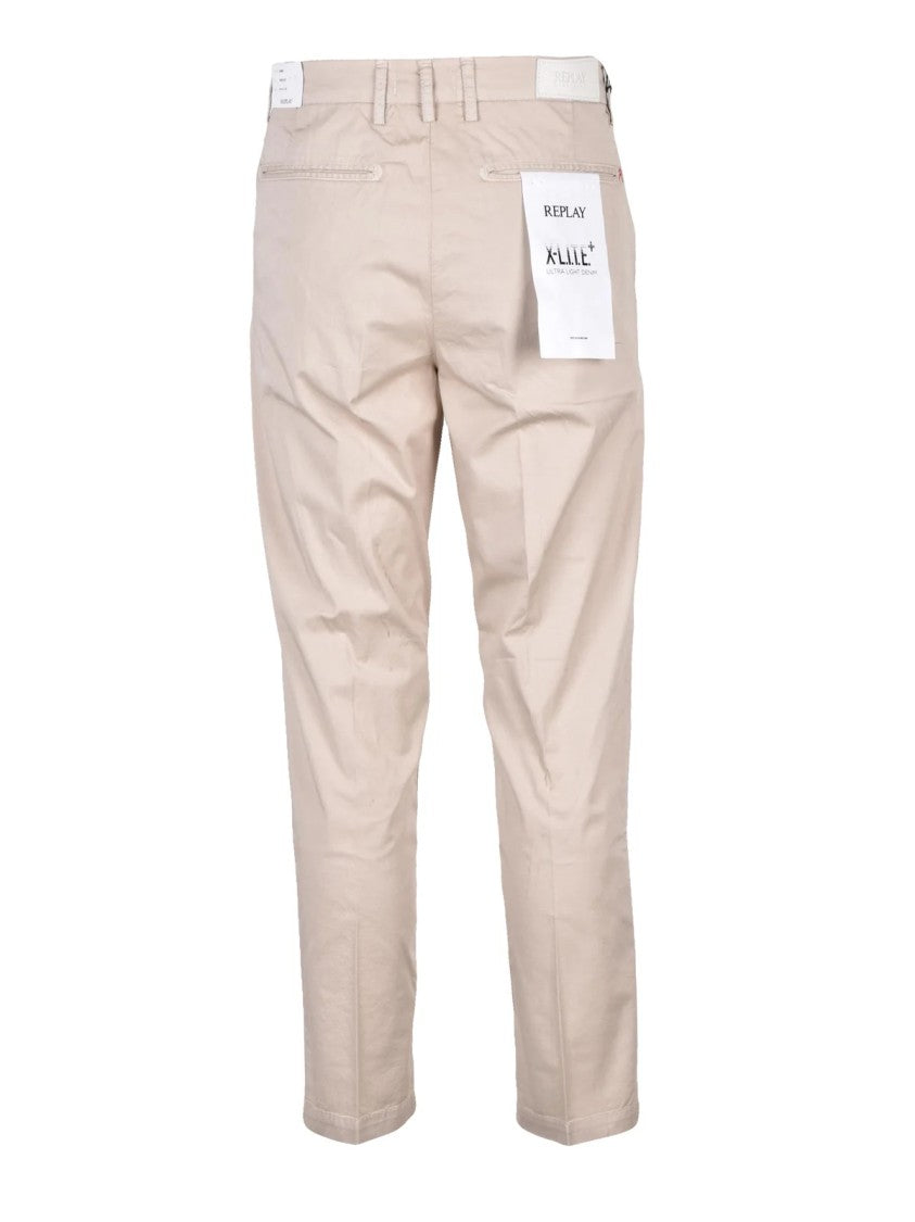 Replay Slim-Fit Beige Pants With Tapered Leg