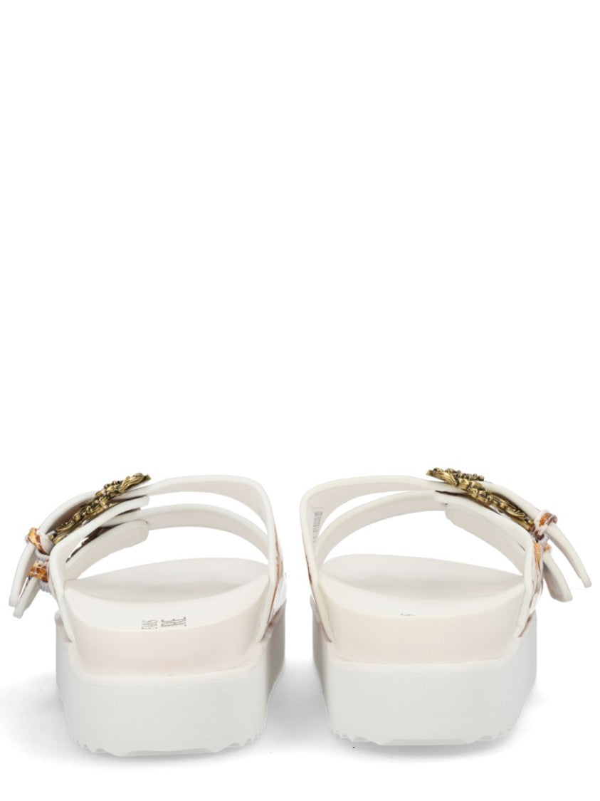 Versace Jeans Couture Arizona White Baroque Print Sandals