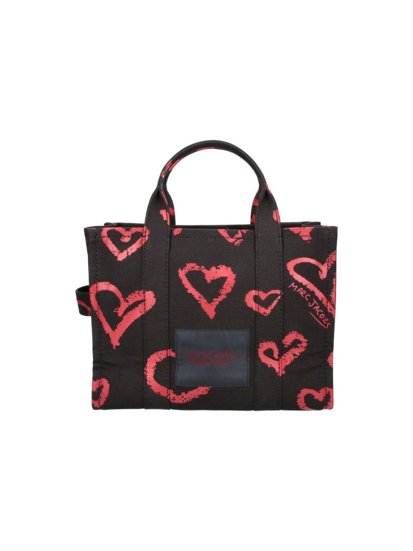 Marc Jacobs Rectangular Hand-Drawn Heart Pattern Canvas Tote Bag