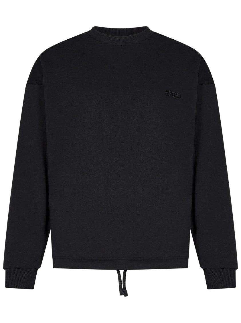 Zegna Cotton Crewneck Sweatshirt With Embroidered Logo