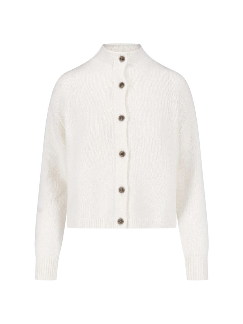 Lisa Yang Cropped Ribbed Button-Up Knit Sweater